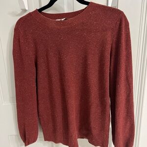 Loft, Flecked crew neck sweater in size medium, rust brown color, classic fit